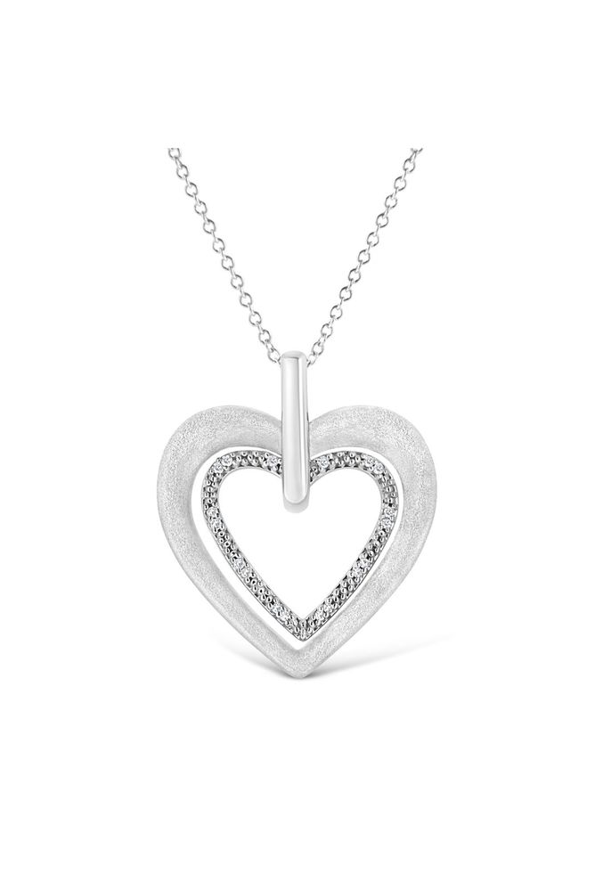 Prong-Set Diamond Accent Double Heart Necklace